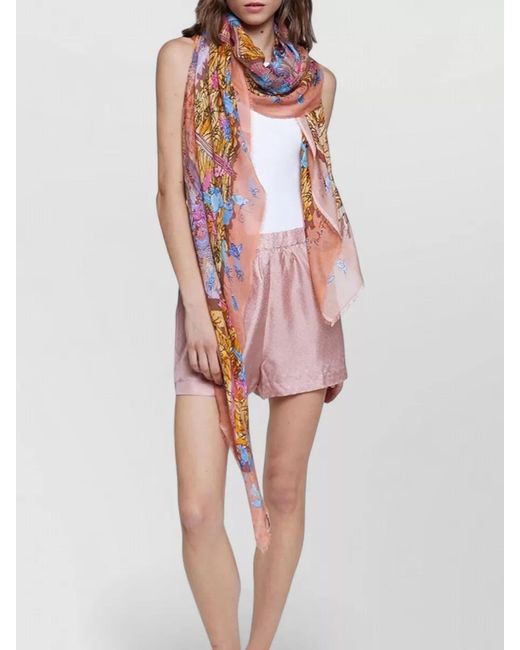 Faliero Sarti Pink Paolo Fiumi Roma Print Lightweight Stole