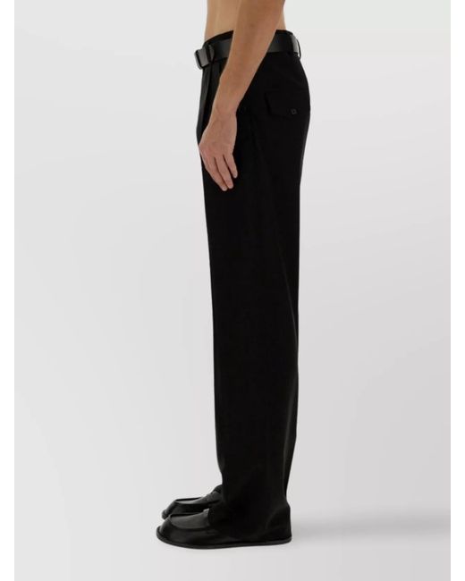 Moschino Black Virgin Wool Regular-Fit Trousers for men