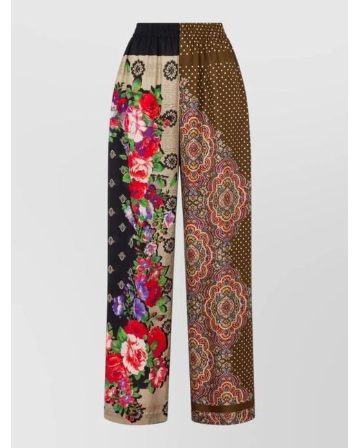Moschino Red Silk Wide-Leg Trousers