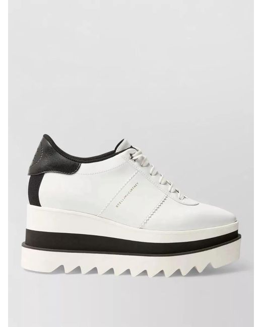Stella McCartney White Platform Sneakers Round Toe Ribbed Sole