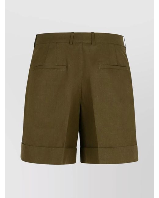 Jil Sander Green Linen Tailored Bermuda Shorts