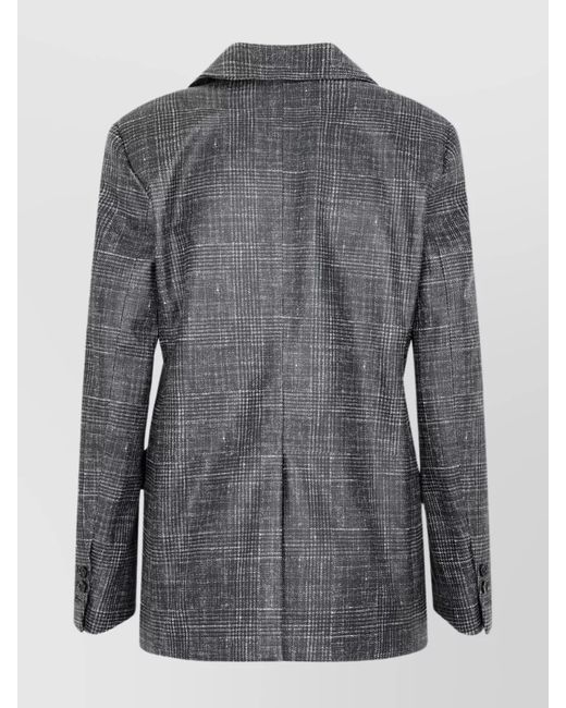 Bottega Veneta Gray Leather Jacket With Prince Of Wales Check