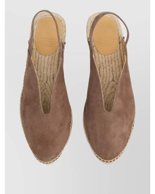 Castaner Brown Rania Suede Slingback Espadrilles Round Toe