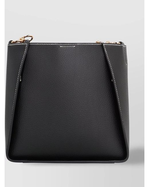 Stella McCartney Black Stella Logo Faux Leather Shoulder Bag