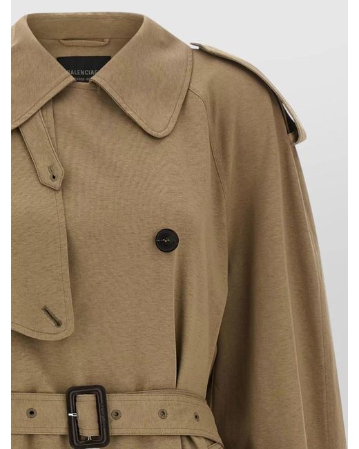 Balenciaga Natural Cotton Belted Double-Breasted Trench Coat