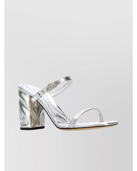 McQueen White Leather Heeled Mules