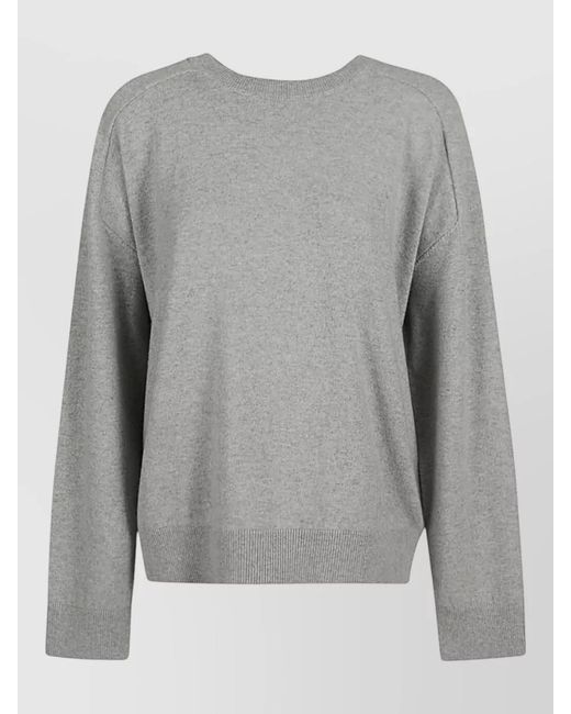ARMARIUM Gray Cashmere Crewneck Sweater Long Sleeves Ribbed Hem