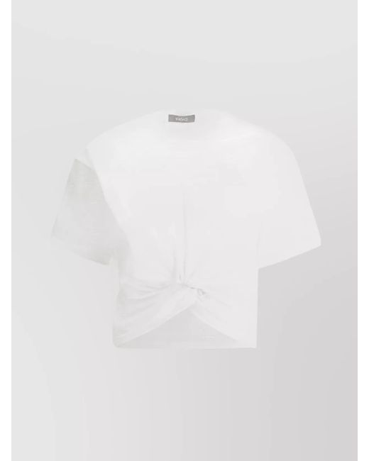 Versace White Ruched Cotton Logo T-Shirt