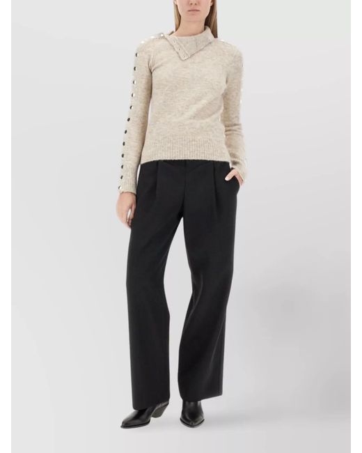 Isabel Marant Black Wool Regular-Fit Wide-Leg Trousers