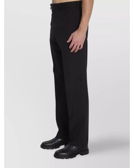 Fendi Black Virgin Wool Straight-Leg Trousers for men