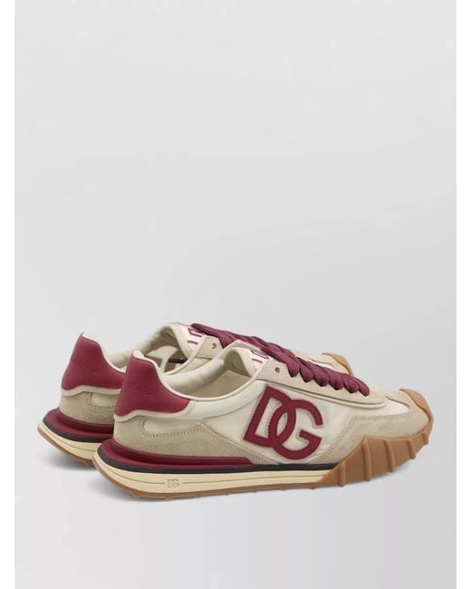 Dolce & Gabbana Pink Calf Leather Low-Top Sneakers for men
