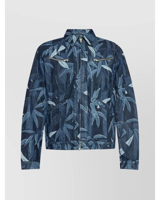 KENZO Blue Cotton Zip-Up Lightweight Jacket for men