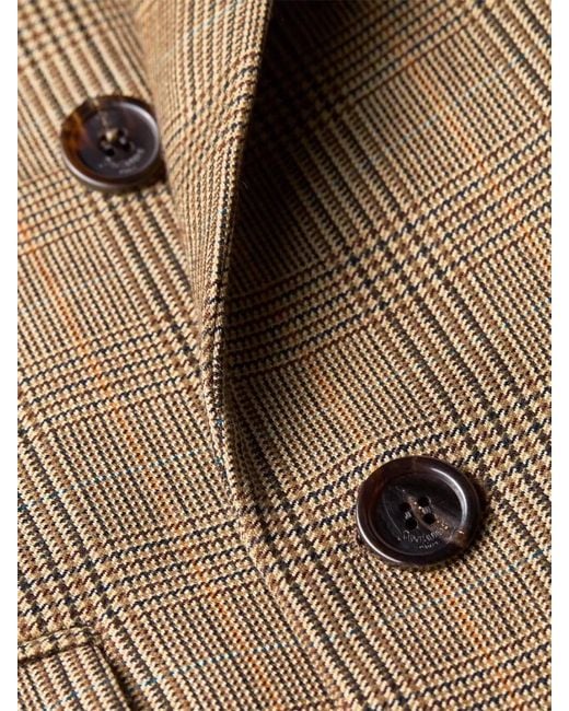 Saint Laurent Natural Prince Of Wales Puppytooth Double Breasted Jacket