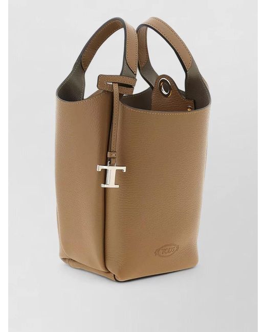 Tod's Natural T Mini Bucket Bag Adjustable Strap Handles