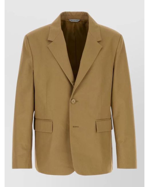 Balenciaga Green Cotton Blazer Tailored Notch Lapel Design for men