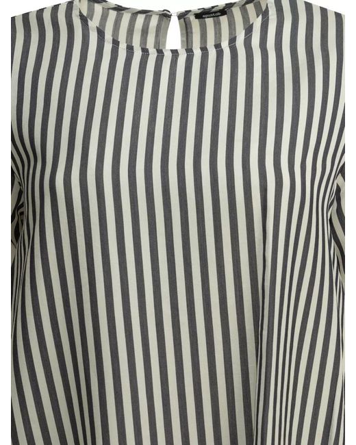 Apuntob Multicolor Short Sleeve Relaxed Striped Keyhole Dress