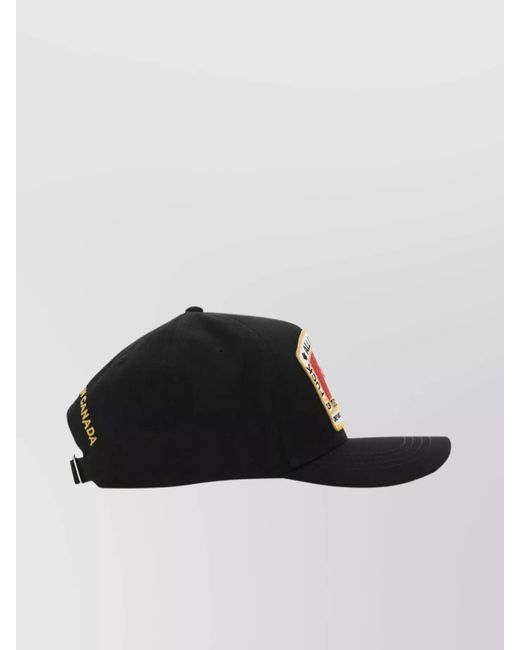 DSquared² Black Cotton Baseball Cap Curved Brim for men