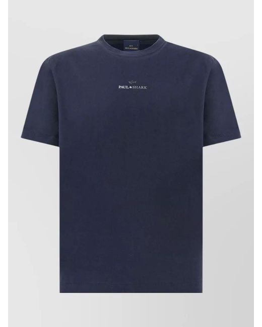 Paul & Shark Blue Logo Cotton Jersey Crew Neck T Shirt for men