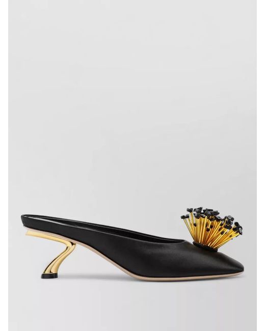 Ferragamo Multicolor Mules Decorative Embellishments Sculptural Heel Design