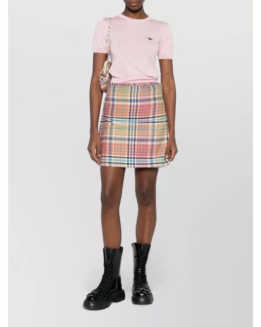 Vivienne Westwood Gray Pleated Mini Skirt Multicolour Design Belt Loops