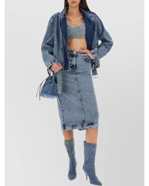 Moschino Blue Cotton Biker Jacket