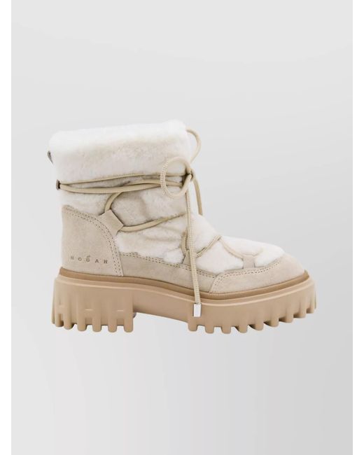 Hogan Natural Leather Ankle Boots