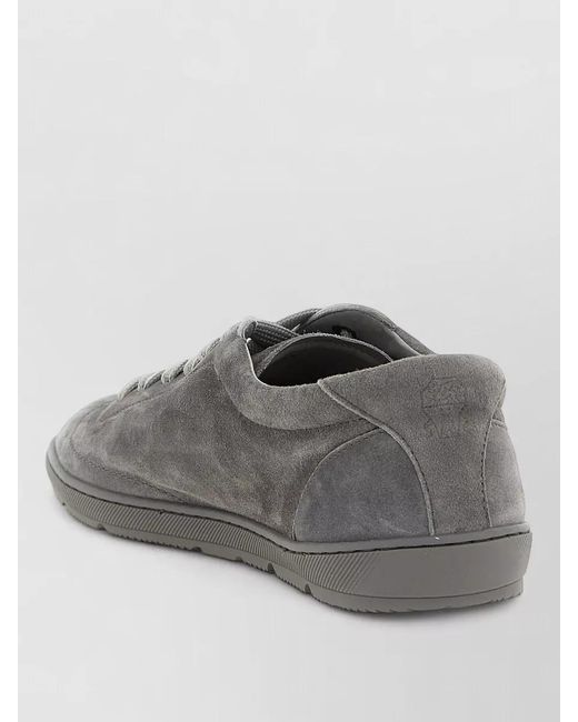 Brunello Cucinelli Gray Suede Lace Up Low Top Lightweight Sneakers for men
