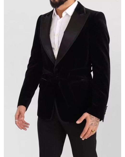 Dolce & Gabbana Blue Velvet Slim-Fit Single-Breasted Blazer for men