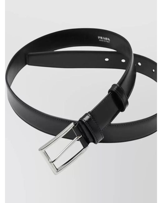 Prada Gray Adjustable Leather Belt Smooth Finish Design for men
