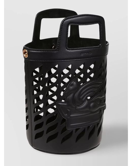 Etro Black Essential Leather Bucket Bag