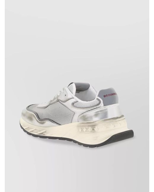 DSquared² White Paneled Low-Top Sneakers for men