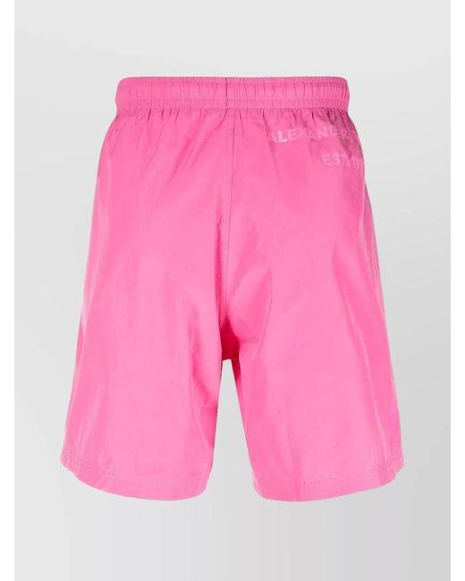 McQueen Pink Logo Print Swim Shorts for men