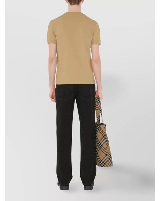 Burberry Natural Cotton Slim-Fit Check-Trim T-Shirt for men