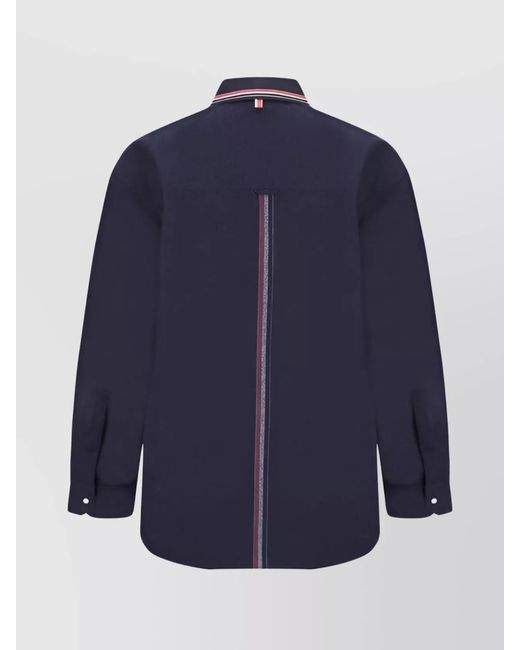 Thom Browne Blue Cotton Flannel Long-Sleeve Shirt for men