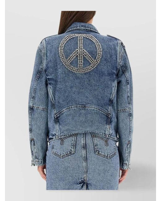 Moschino Blue Cotton Biker Jacket