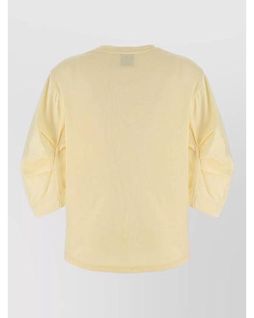 Nude Yellow Cotton T Shirt Relaxed Fit Round Neck