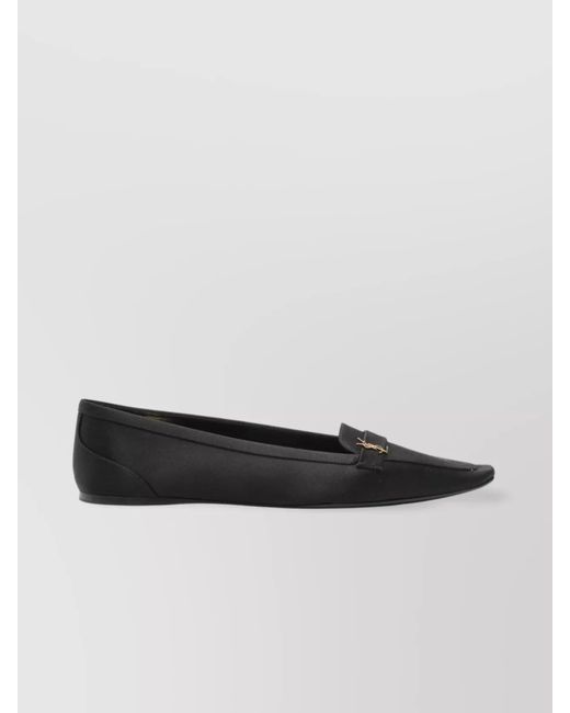Saint Laurent Black Pointed Toe Flat Sole Loafers
