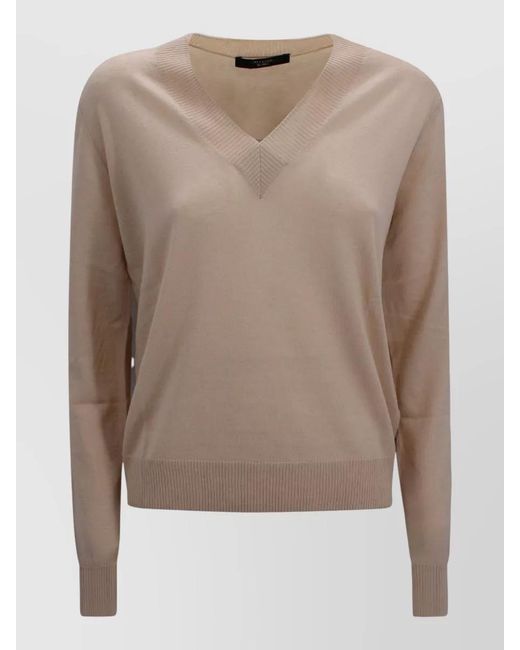 Weekend by Maxmara Natural Cashmere Wool V Neck Regular Sweater