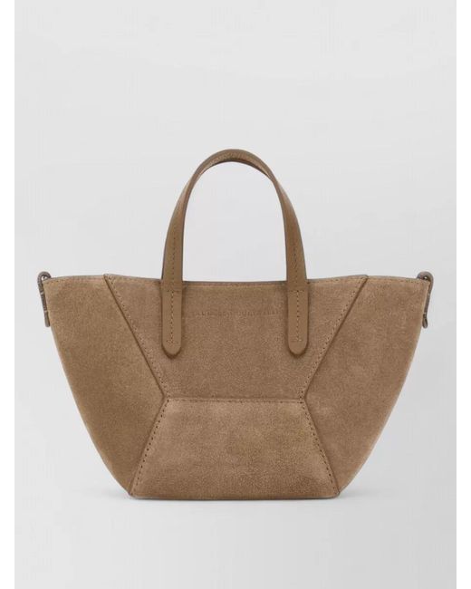 Brunello Cucinelli Natural Na Suede Shoulder Bag