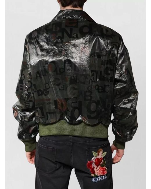 Dolce & Gabbana Black Logo Print Bomber Jacket for men