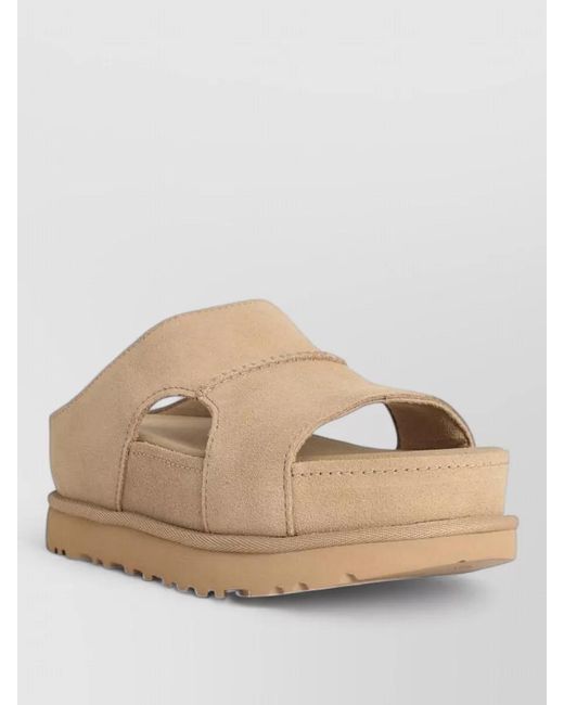Ugg Natural Suede Cutout Platform Sandals