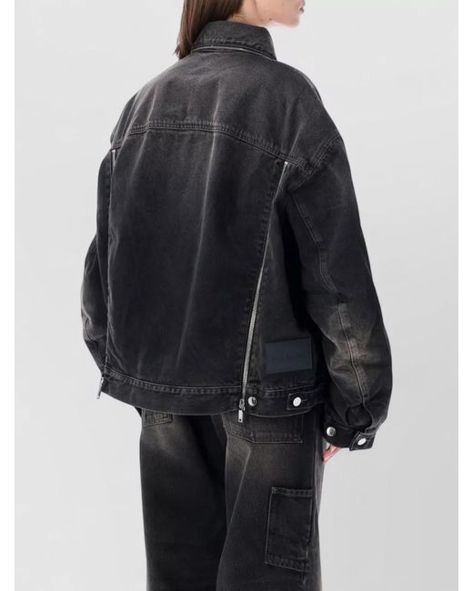 Haikure Black Denim Jacket Zip Front Side Zippers