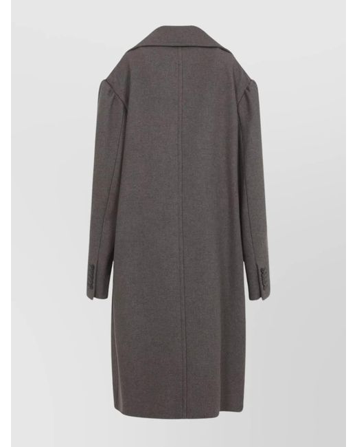 Dries Van Noten Gray Wool Double-Breasted Midi Coat