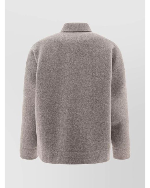 Jil Sander Gray Virgin Wool Double-Breasted Blouson Jacket for men