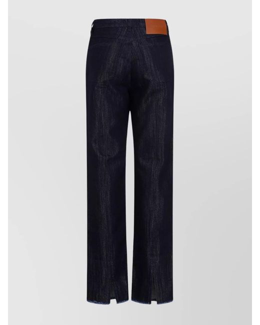 Victoria Beckham Blue Denim Cropped High-Rise Tapered Trousers