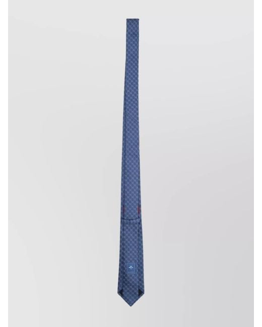 Gucci Blue Geometric Slim Silk Jacquard Tie