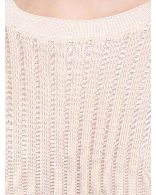 Loulou de Saison Natural Sheer Ribbed Viscose Sweater Long Sleeves