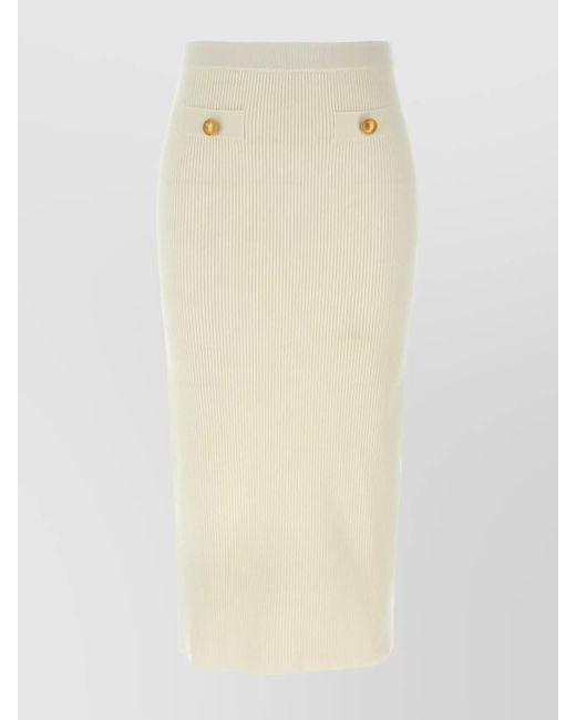 Alessandra Rich Natural Cashmere Midi Skirt