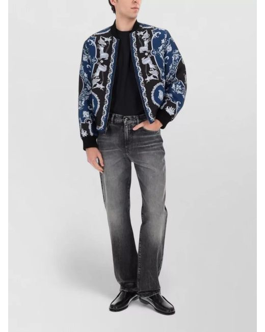 Versace Black Solid Mock Collar Jacket for men