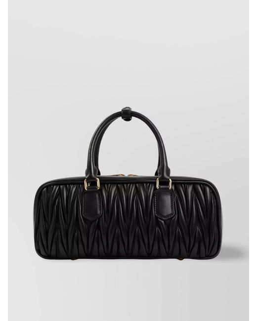 Miu Miu Black Arcadie Lamb Leather Shoulder Bag